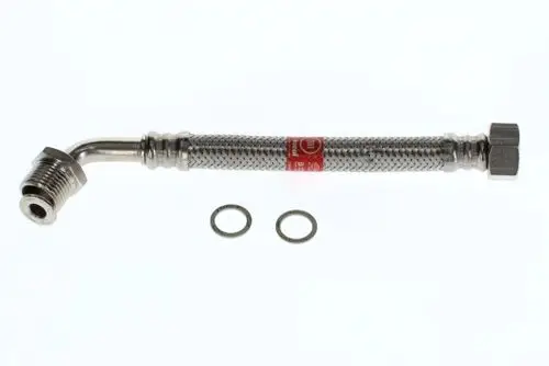 BOSCH Entlüftungsleitung mit gewinkeltem Ende, aus Metall, mit zwei Dichtringen, in neutralem Hintergrund.